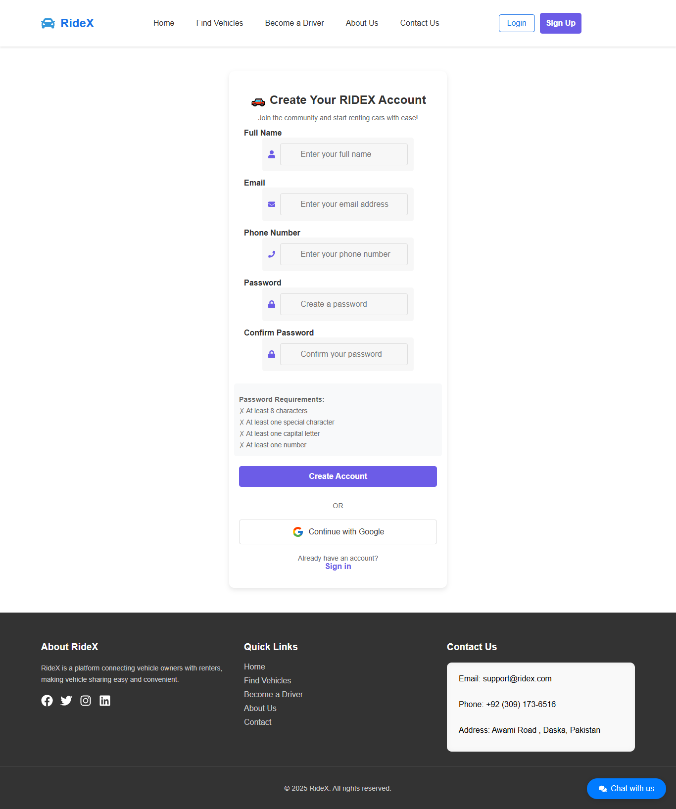 Sign Up Registration